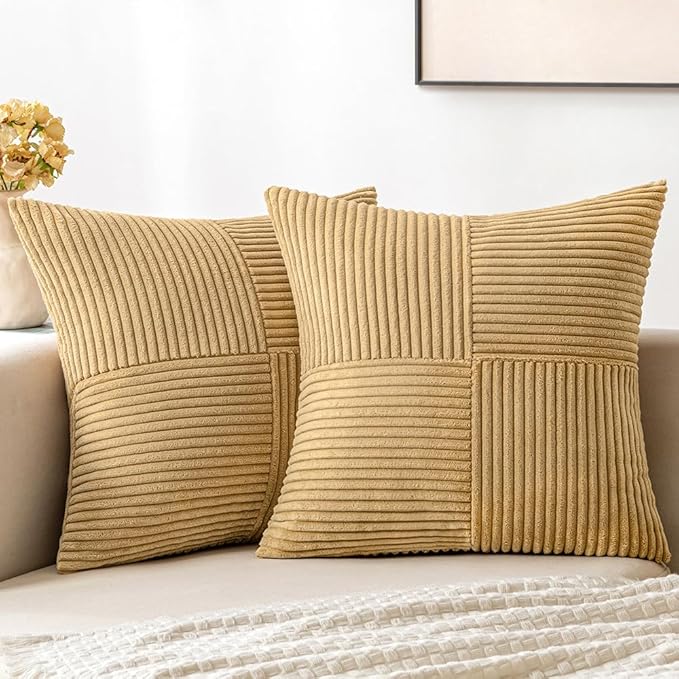 MIULEE Khaki Decorative Throw Pillow Covers 18x18 Inch by MIULEE