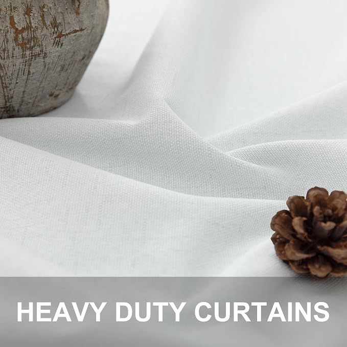 White Linen Complete Blackout Curtains 48 Inch Length - Image 3