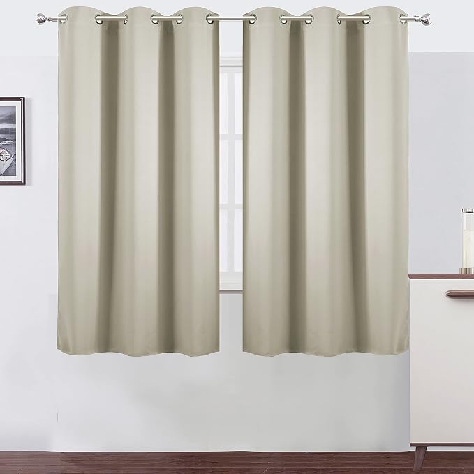 LEMOMO Light Beige Blackout Curtains 40 x 63 Inch Length/Set of 2 Curtain by Lemomo