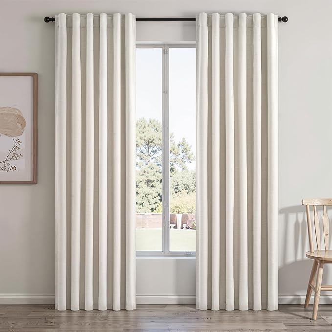 Topfinel 108 Inch Extra Long Ivory Birch Curtains by Topfinel