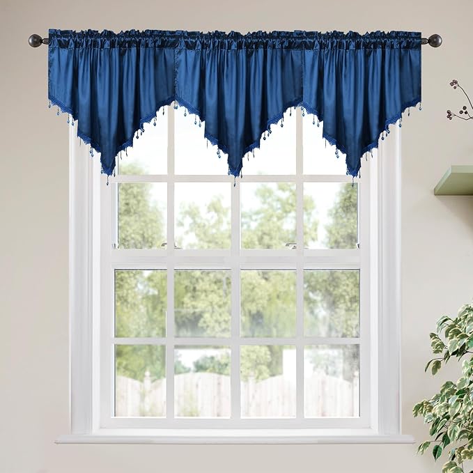 Molaxhome Swag Curtain 51 inch Length Rod Pocket Scalloped Curtain Valance by Molaxhome