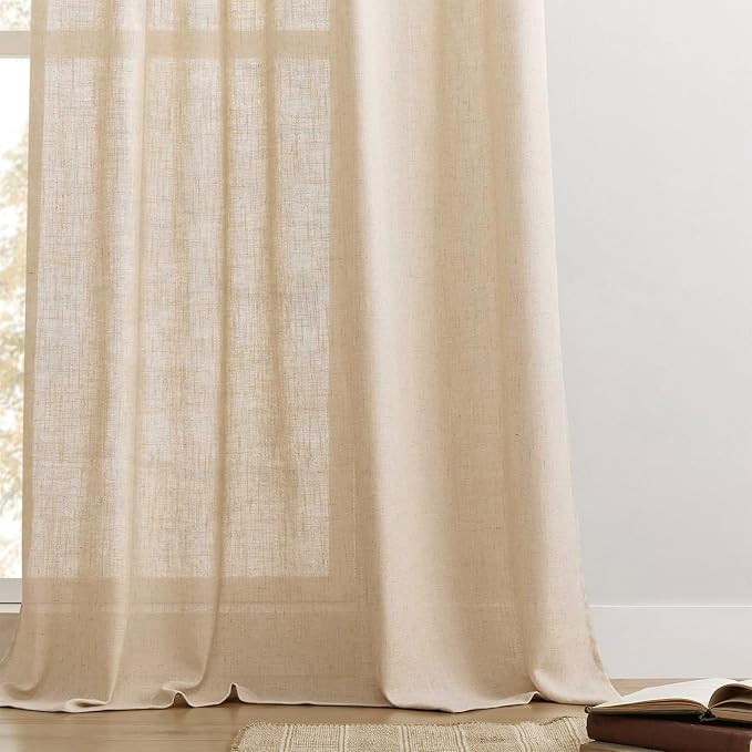 Joydeco Linen Curtains 72 Inch Length 2 Panel Sets, Light Filtering Curtains - Image 6