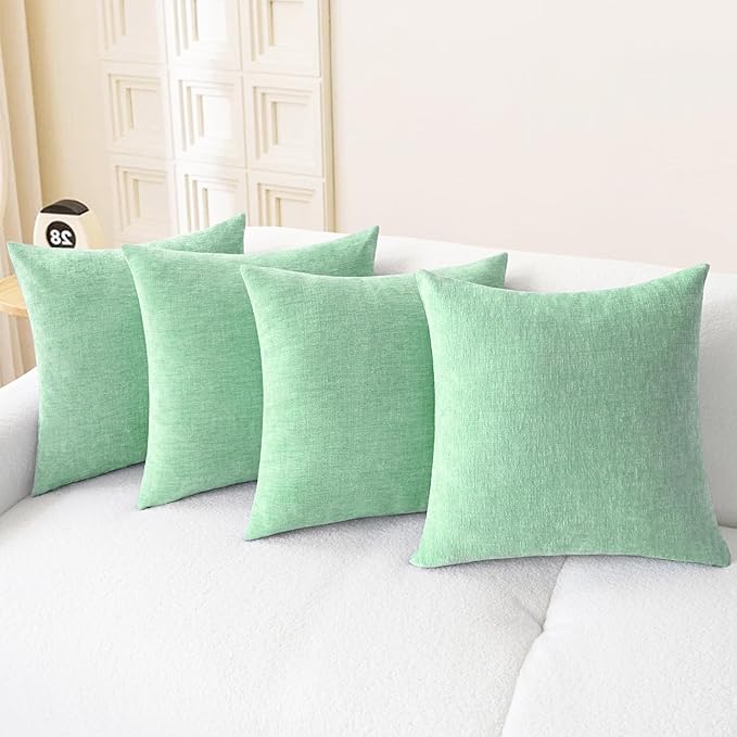 CaliTime Throw Pillow Covers Decorative 18 X 18 Inches Pack of 4 Cozy Chenille by CaliTime