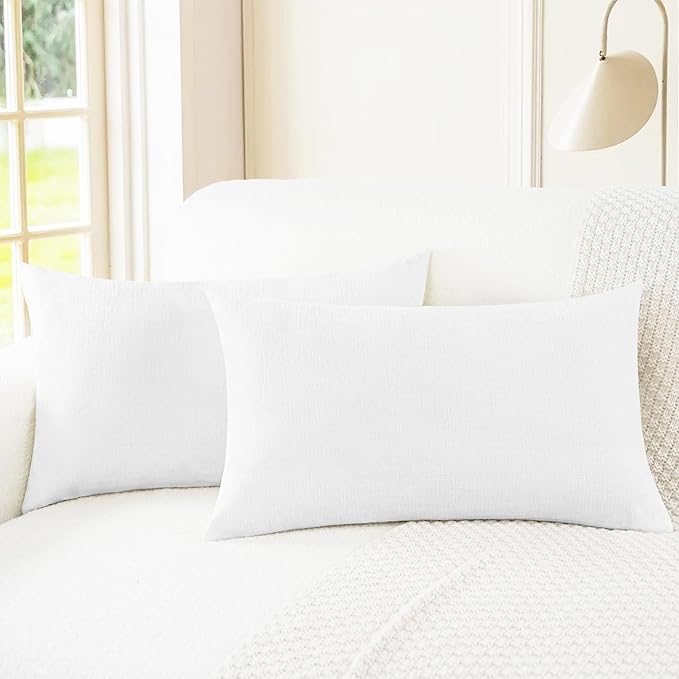 CaliTime Throw Pillow Covers Decorative 12 X 20 Inches Pack of 2 Cozy Chenille by CaliTime
