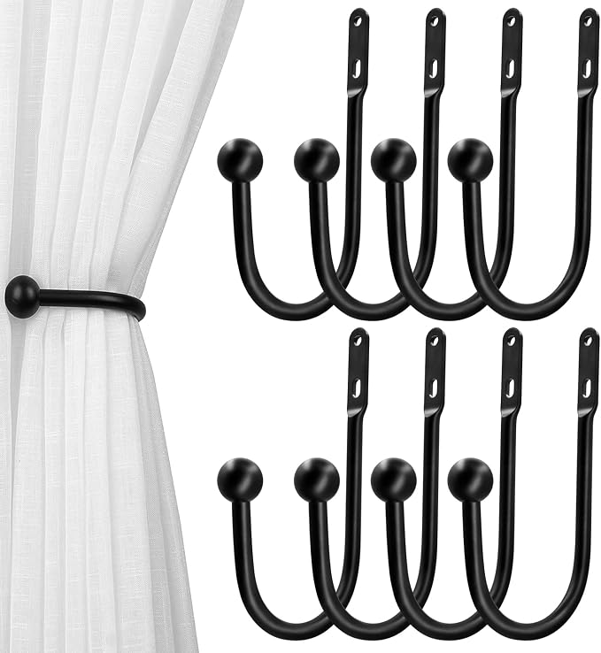 VRSS Wall Mount Curtain Tiebacks Drapery Holdbacks Curtain Holdback Hooks 6" L by VRSS