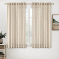 MIULEE Light Taupe Linen Curtains 63 Inch Length 2 Panels by MIULEE