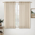 MIULEE Light Taupe Linen Curtains 54 Inch Length 2 Panels by MIULEE