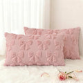 decorUhome Pink Bow Pillow Covers Set of 2 Coquette Aesthetic Cute Preppy Plush by decorUhome