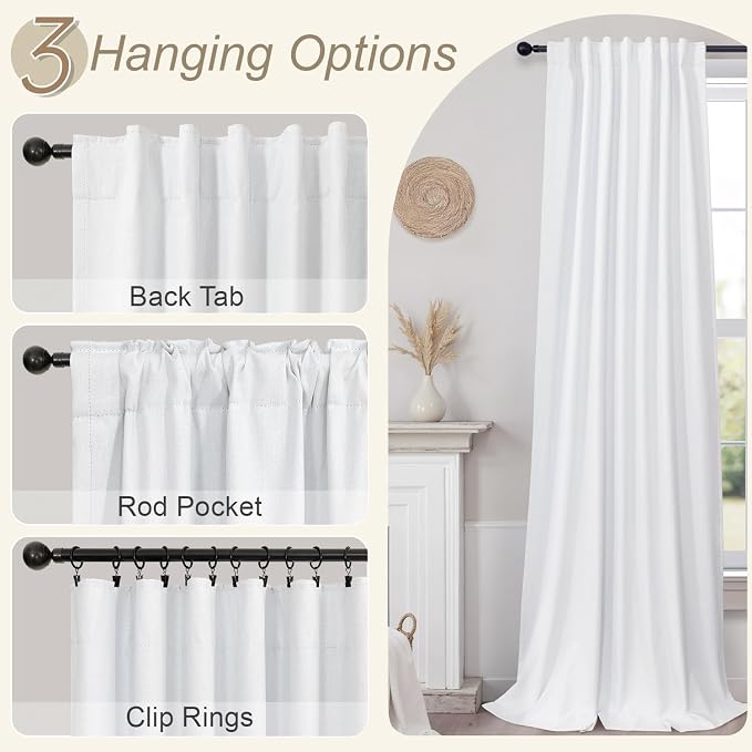 Small Blackout Curtains 45 Inches Long 2 Panels Short Linen Look Heat Blocking - Image 6