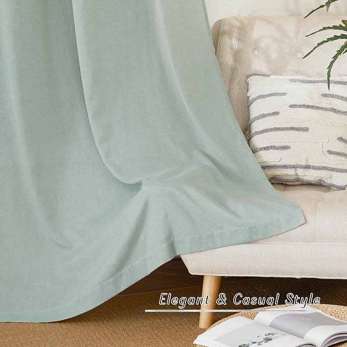 NICETOWN Flax Sage Green Linen Curtains - Image 2