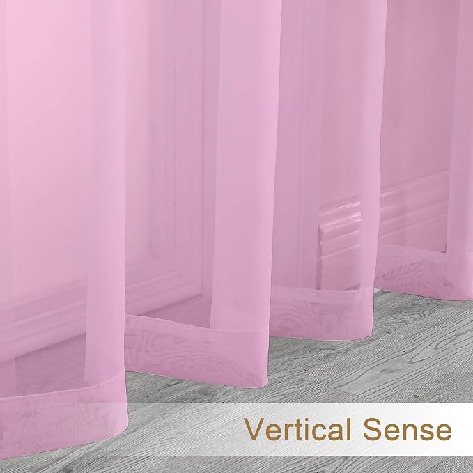 Chyhomenyc Pink Sheer Valances for Windows - Image 8