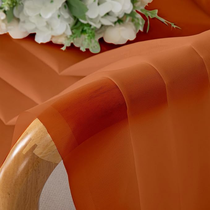 Lecloud Orange Sheer Curtains 72 Inches Long 2 Panels, Rod Pocket Voile Light - Image 9