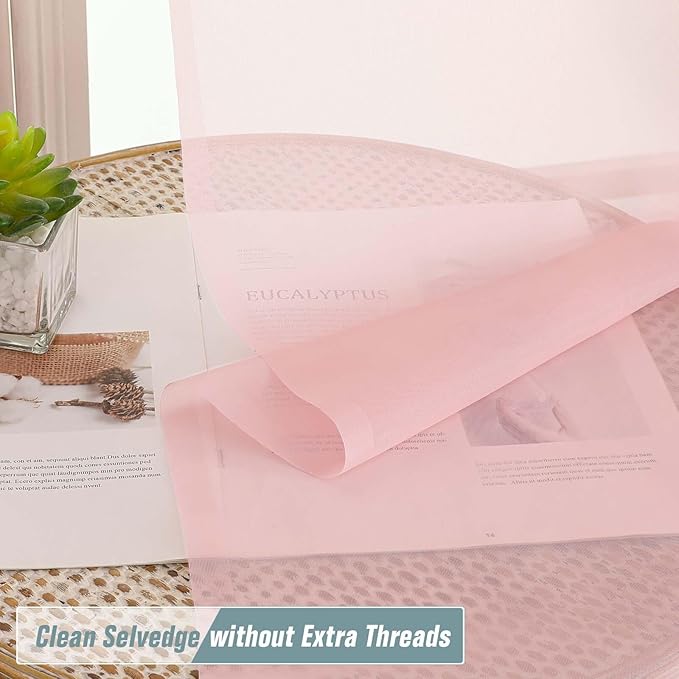 Blush Pink Sheer Curtains 90 Inches Long 2 Panels, Light Filtering Solid Sheer - Image 2