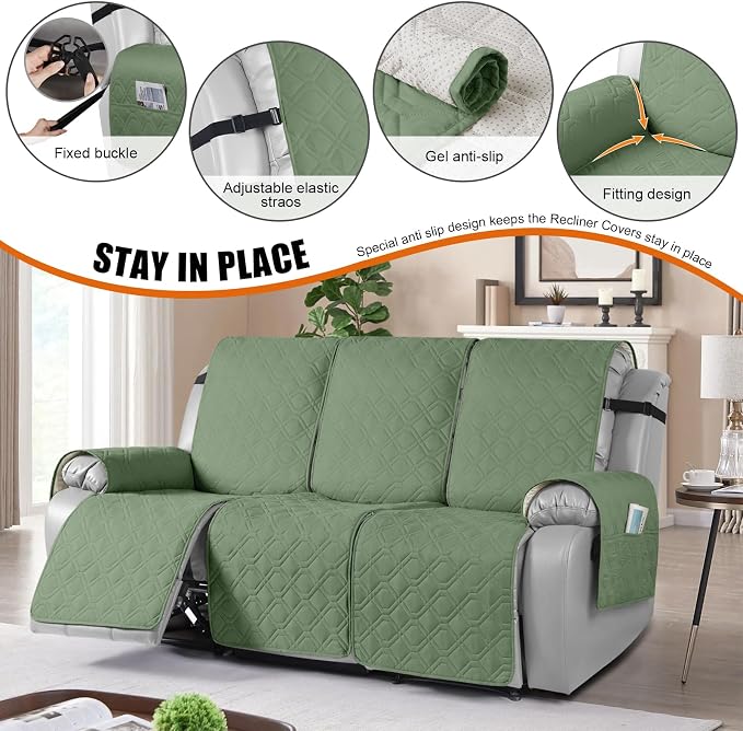 VANSOFY Waterproof Recliner Couch Covers, Sofa Covers Non-Slip 1-Piece Washable - Image 3