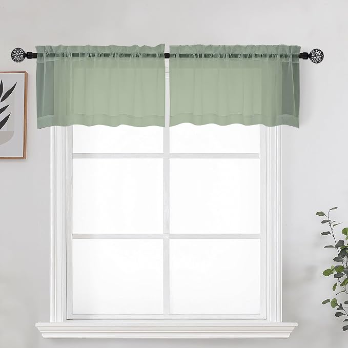 OWENIE Sage Sheer Kitchen Valance by OWENIE