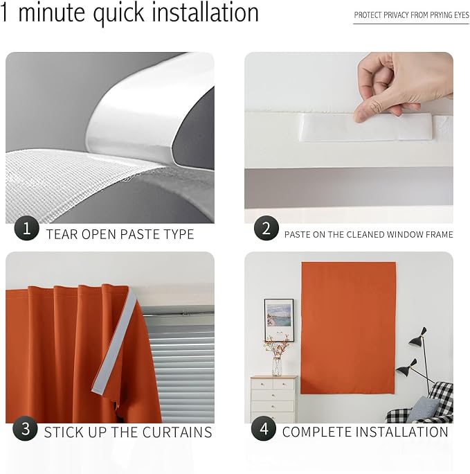 Self Adhesive Curtains Portable Blackout Curtain Simple and Easy to Install - Image 3