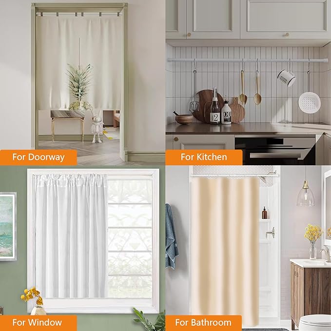 KXLife 4 Pcs Tension Curtain Rod 35 to 46 Inches, 5/8" Diameter Spring Curtain - Image 5