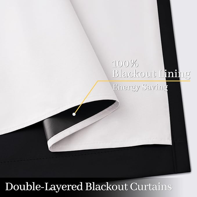 Yakamok 100% Blackout Curtain Panels 96 inches Cold and Light Blocking Drapes - Image 4