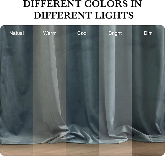 RYB HOME Dusty Blue Velvet Drapes - Image 6