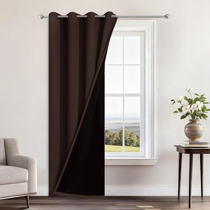Yakamok 100% Blackout Curtains 96 Inches Long, 2 Thick Layers Heat and Full by Yakamok