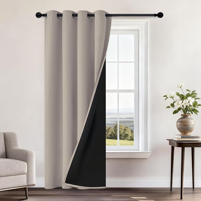 Yakamok 100% Blackout Curtains 96 Inches Long, 2 Thick Layers Heat and Full by Yakamok