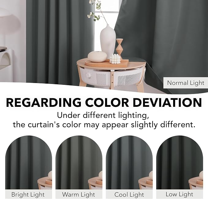 Deconovo Blackout Curtains, Thermal Insulated, W52 x L54 2 Panels, Back Tab - Image 6