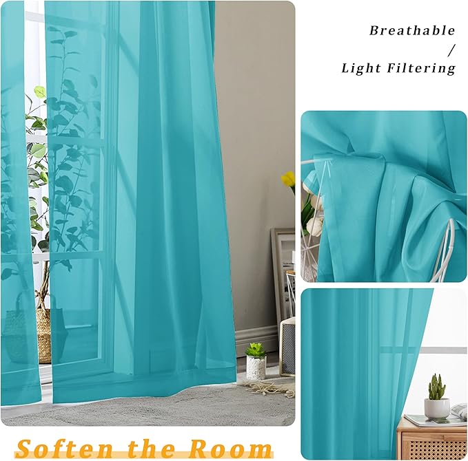 Gwine Turquoise Valances for Windows, Small Light Filtering Rod Pocket Cafe - Image 4