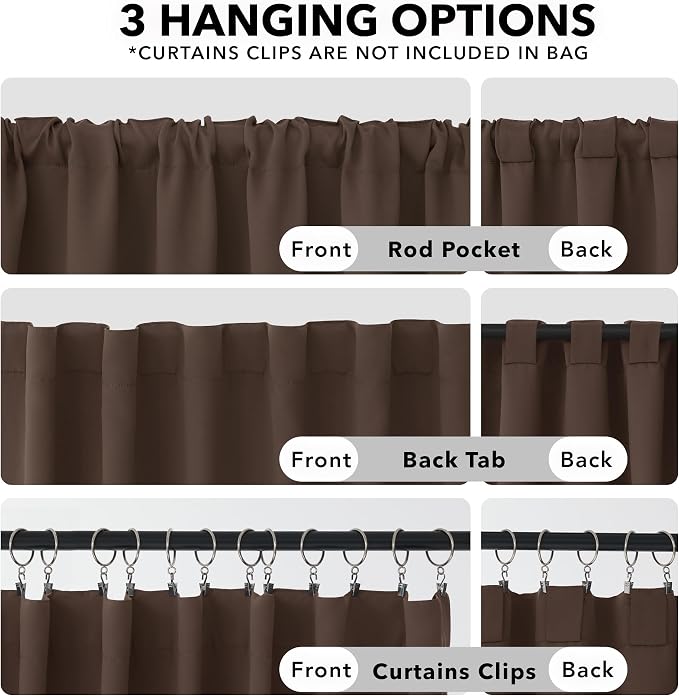 Deconovo Blackout Curtains, Thermal Insulated, W52 x L54 2 Panels, Back Tab - Image 2