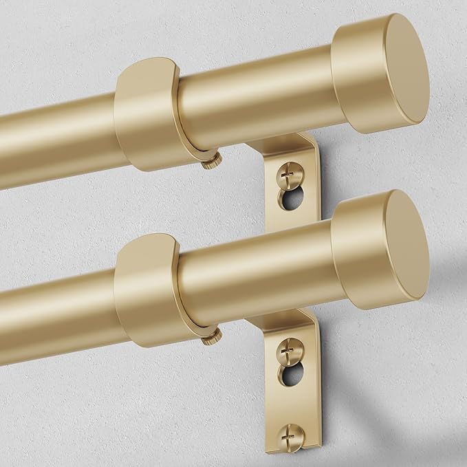 VOIIY 2 Pack Gold Curtain Rods for Windows 48 to 84 Inch, Size:36-88 Inch by VOIIYCurtainRods