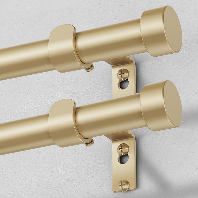 VOIIY 2 Pack Gold Curtain Rods for Windows 28 to 48 Inch, Size:30''-60'' by VOIIYCurtainRods
