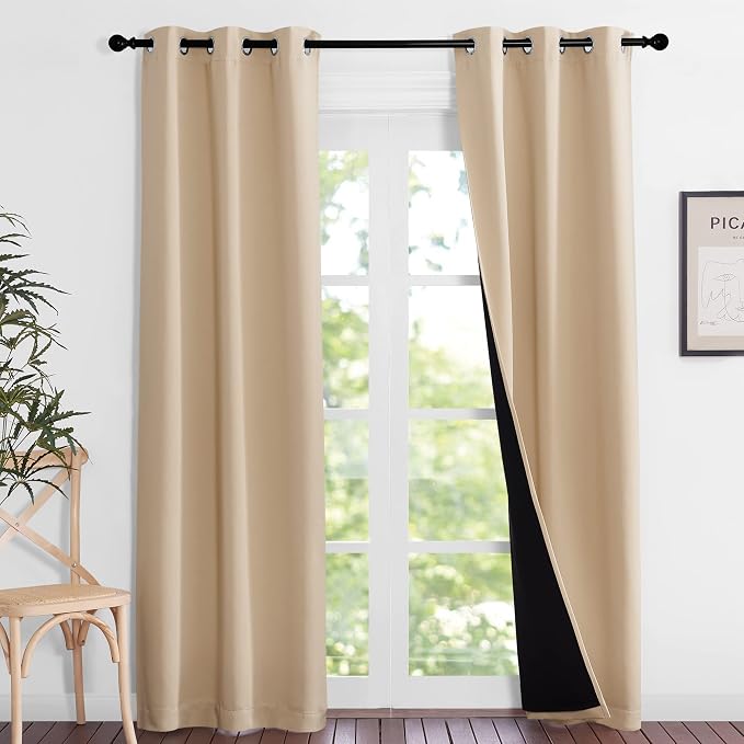 NICETOWN Living Room Completely Shaded Draperies, W37 x L80, Biscotti Beige by NICETOWN