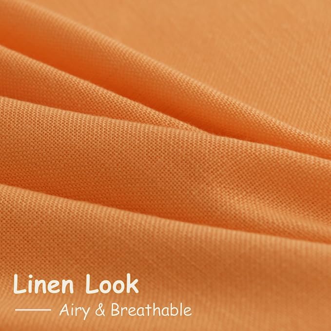 Nanspring Orange Linen Blend Drapes 84 Inch Length 2 Panels Set Back Tab Rod - Image 5