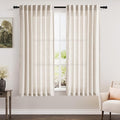 Beige Linen Textured Curtains 2 Panels Set 60 Inches Long by Nanspring
