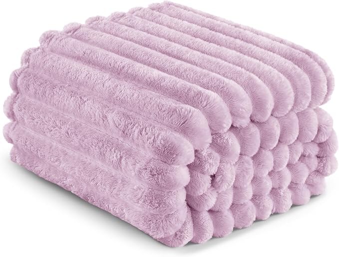 Exclusivo Mezcla Twin Size Flannel Fleece Blanket, Super Soft Striped Jacquard - Image 6