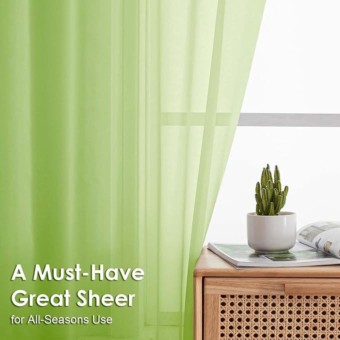 OVZME Sheer Curtains 84 Inches Long 2 Panels Set, Light Filtering Transparent - Image 5
