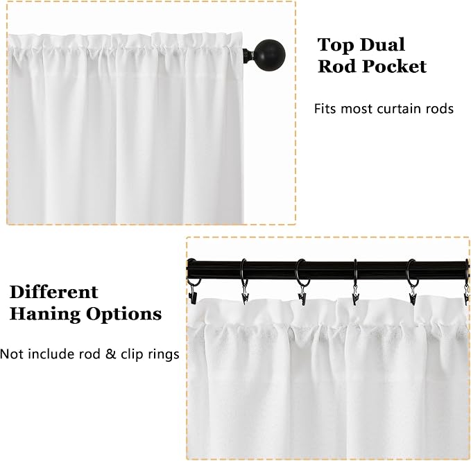 OWENIE White Valances for Windows 1 Pcs 24 Inch Length, Light Filtering - Image 4