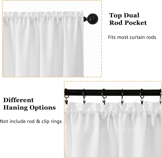 OWENIE White Valances for Windows 1 Pcs, Light Filtering Textured Farmhouse - Image 4