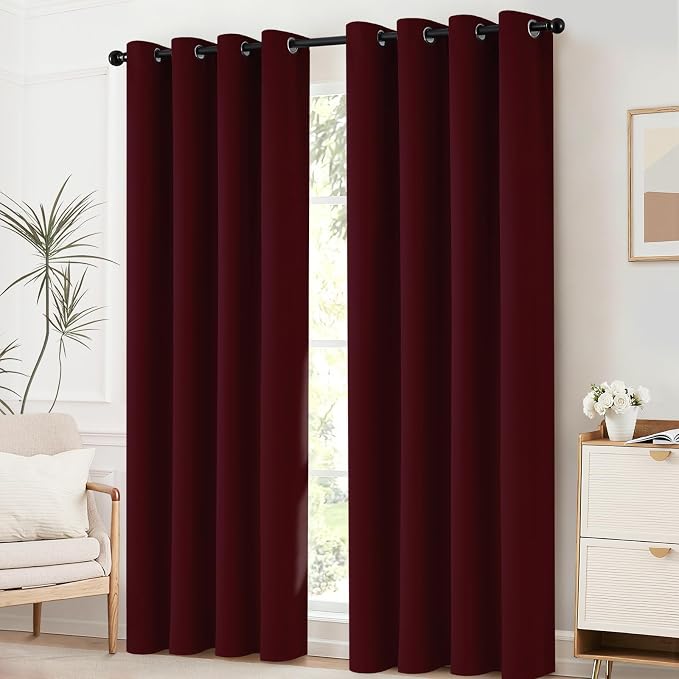 Yakamok Blackout Curtains for Bedroom, Thermal Insulated Blackout Window - Image 2