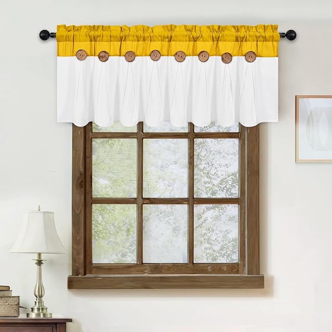 FRAMICS Farmhouse Valance Curtains, Boho Cotton Linen Kitchen Valance, Rod - Image 7