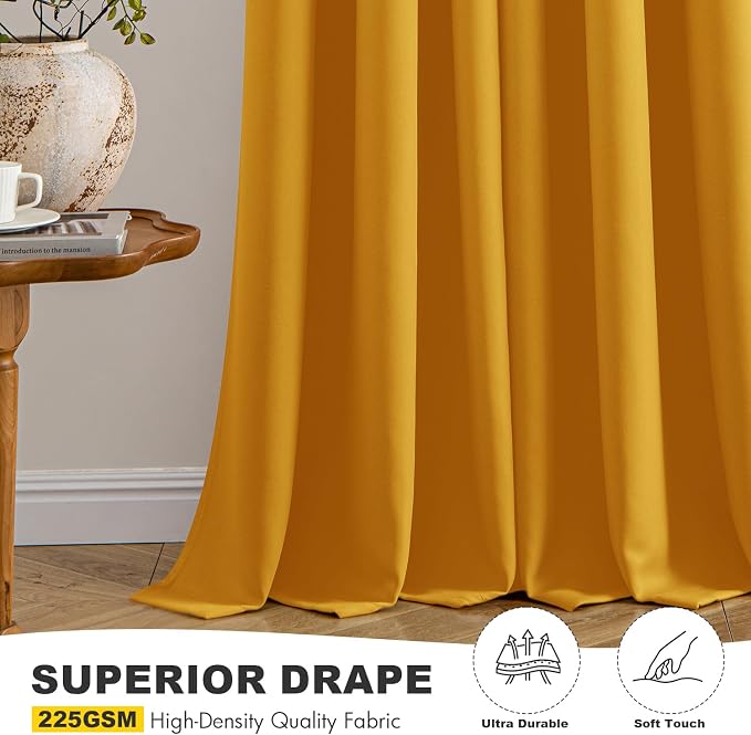 MIULEE Blackout Curtains for Bedroom 2 Panel 40x84 Inch Long Mustard Yellow | - Image 5