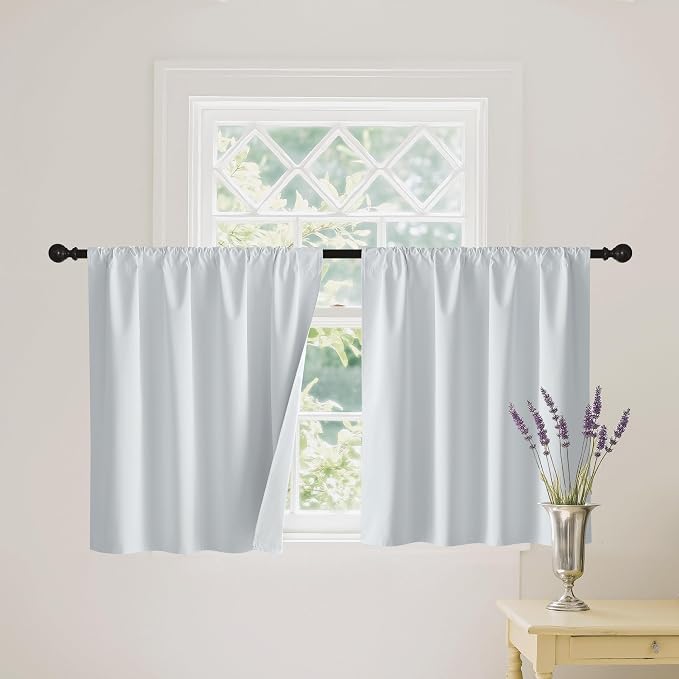 RYB HOME White 100% Blackout Curtains, Short Thermal Insulated Heat & UV by RYBHOME