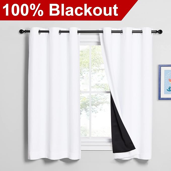 NICETOWN 100% Blackout Curtains 54 inches Long, Double-Deck Completely Blackout - Image 2