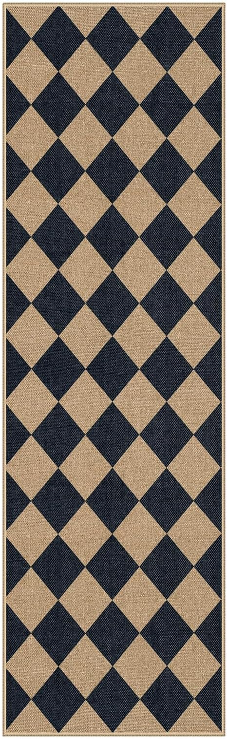 Lahome Colette Checkered Easy Jute Runner Rug, 2x8 Hallway Kitchen Runner Rug - Image 8