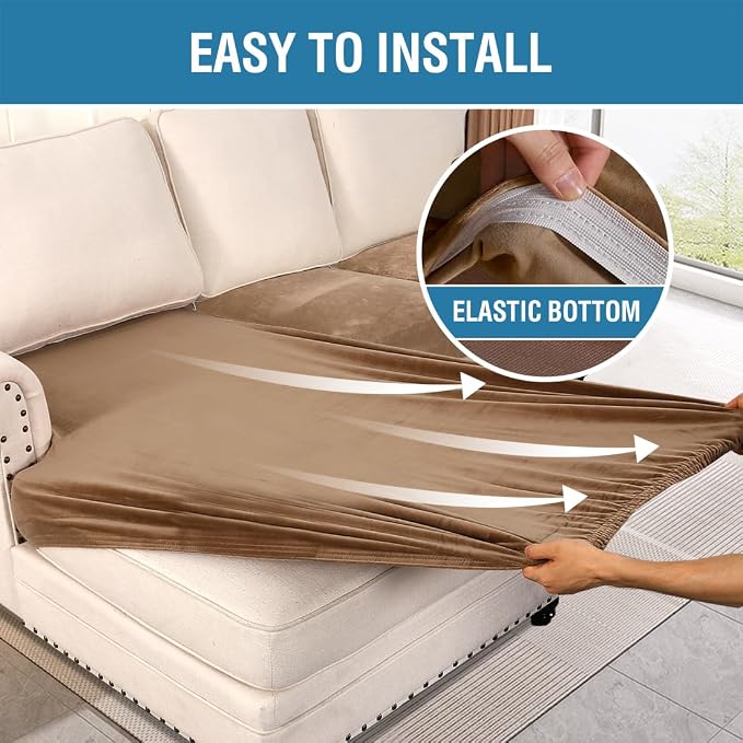 H.VERSAILTEX Velvet Stretch Sectional Couch Cover - Image 4