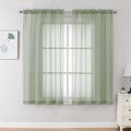 OVZME Light Green Sheer Curtains 63 inch Length 2 Panels Set by OVZME