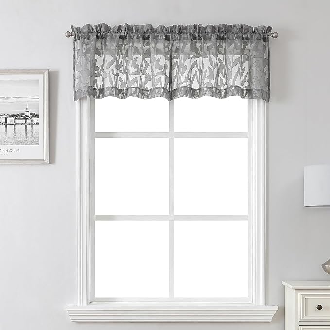 Lecloud Leia Charcoal Grey Sheer Valances by Lecloud