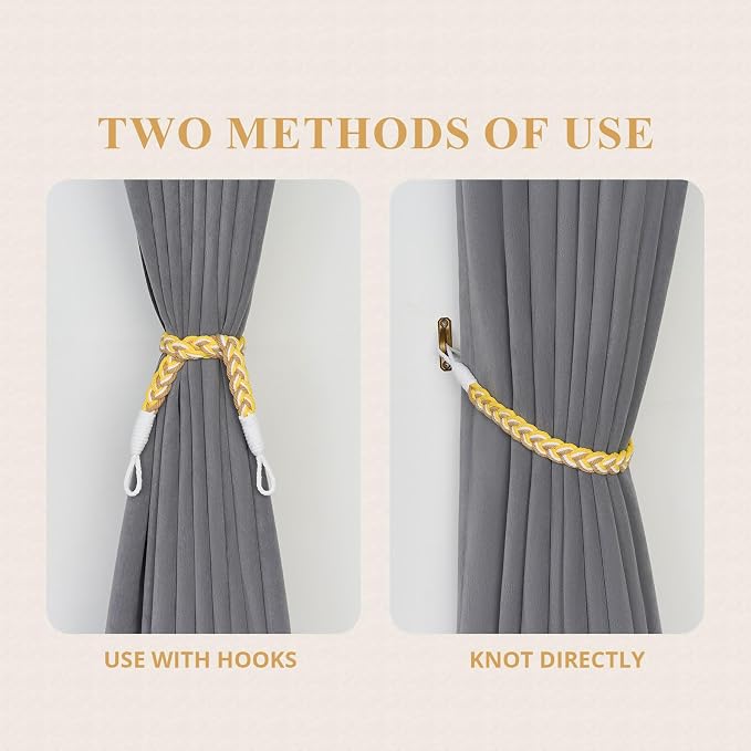 NICEEC 2 Pack Natural Cotton Rope Curtain Tiebacks Elegant Boho Style - Image 5