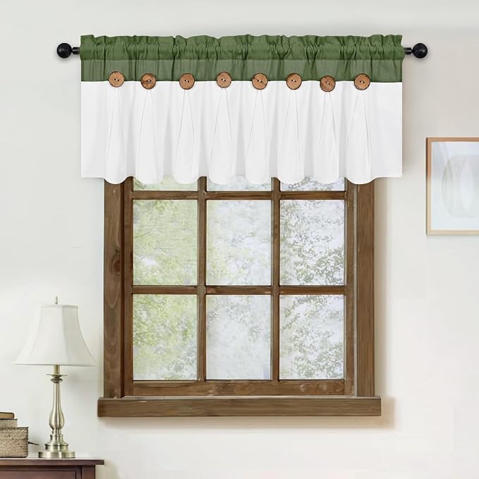 FRAMICS Farmhouse Valance Curtains, Boho Cotton Linen Kitchen Valance, Rustic - Image 3