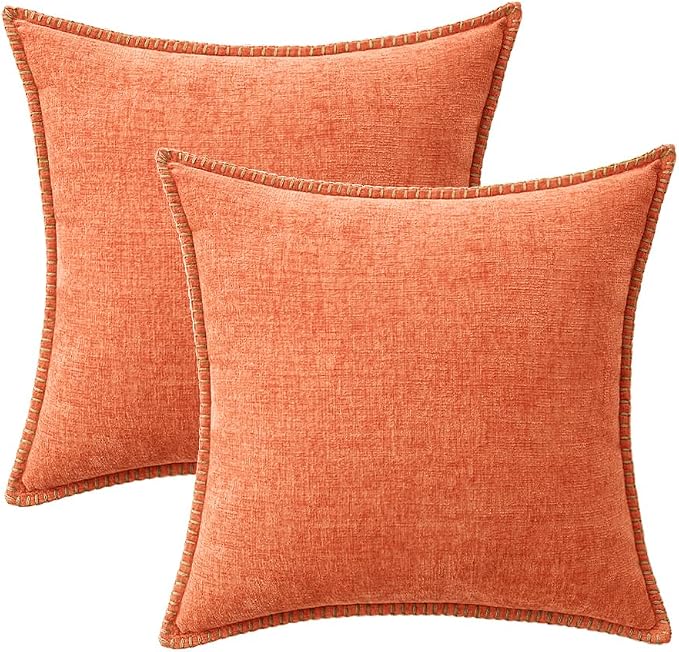 MIULEE Pack of 2 Couch Throw Pillow Covers 20x20 Inch Coral Red Farmhouse - Image 6