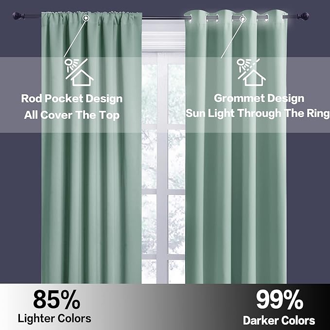 RYB HOME Blackout Curtains for Bedroom Living Room 63 inches Long, Thermal - Image 6